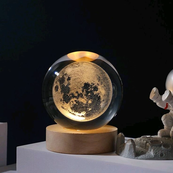 Rolexexplorer Universe Crystals Ball Night Light,2.4 Inchs Glass Ball Night LED Lamp with Woodern Base,Decorations Gifts for Men,Women,Kids,Boys,Girls,Teens