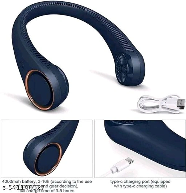 Neck Fan with USB Charging - Blue