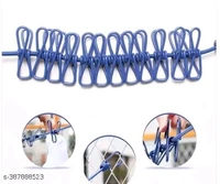 Clothes Hanging 2 Hook Drying Rope 12 Clips Portable Outdoor Travel Clotheslin Plastic, Steel Retractable Clothesline