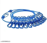 Clothes Hanging 2 Hook Drying Rope 12 Clips Portable Outdoor Travel Clotheslin Plastic, Steel Retractable Clothesline