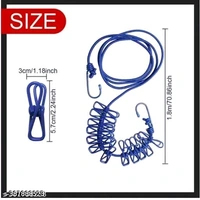 Clothes Hanging 2 Hook Drying Rope 12 Clips Portable Outdoor Travel Clotheslin Plastic, Steel Retractable Clothesline