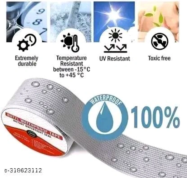 Super strong adhesive waterproof permanent repair aluminum butyl tape rubber foil suitable for surface leak,surface crack (5 cm by 5 meter length)