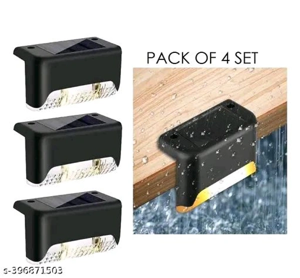 Solar Deck Lights Outdoor, Solar Step Lights Waterproof Pack Of 4 - Black