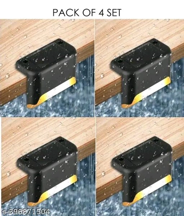 Solar Deck Lights Outdoor, Solar Step Lights Waterproof Pack Of 4 - Black