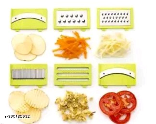 6 in 1 Slicer & Grater with Safety Holder & Extra Sharp V Blade, Includes 6 Detachable Slicers, Ripple, Greater Suitable for Onion, Carrot, Tomato, Cucumber, Beat & Vegetable