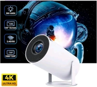 JBIYA Portable Mini Projector, 4K 1080P Full HD Projector, Support Video Projector, WiFi 5G BT 5.0, Cinema Projector 180° Can Be Rotated, Android 11, Compatible with TV Stick/Windows/iOS/Android (White)