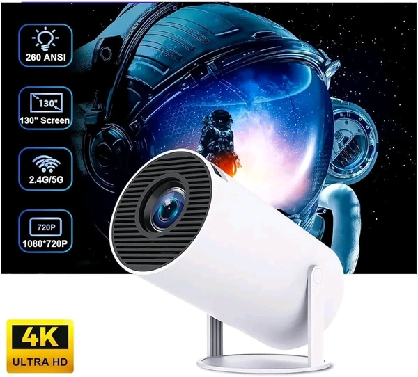 JBIYA Portable Mini Projector, 4K 1080P Full HD Projector, Support Video Projector, WiFi 5G BT 5.0, Cinema Projector 180° Can Be Rotated, Android 11, Compatible with TV Stick/Windows/iOS/Android (White)