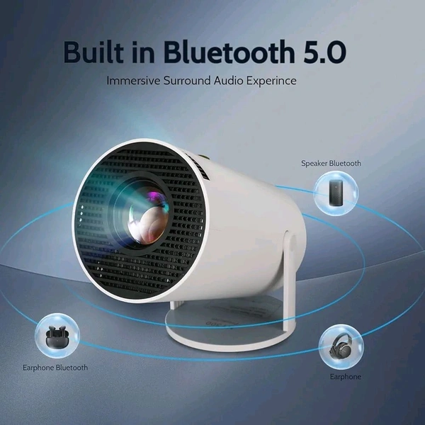 JBIYA Portable Mini Projector, 4K 1080P Full HD Projector, Support Video Projector, WiFi 5G BT 5.0, Cinema Projector 180° Can Be Rotated, Android 11, Compatible with TV Stick/Windows/iOS/Android (White)