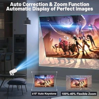 JBIYA Portable Mini Projector, 4K 1080P Full HD Projector, Support Video Projector, WiFi 5G BT 5.0, Cinema Projector 180° Can Be Rotated, Android 11, Compatible with TV Stick/Windows/iOS/Android (White)