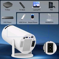 JBIYA Portable Mini Projector, 4K 1080P Full HD Projector, Support Video Projector, WiFi 5G BT 5.0, Cinema Projector 180° Can Be Rotated, Android 11, Compatible with TV Stick/Windows/iOS/Android (White)
