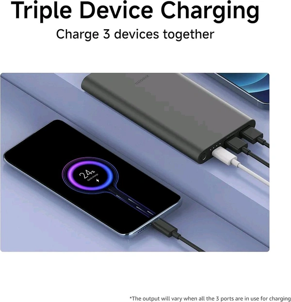Xiaomi Power Bank 10000mAh 22.5W Fast Charging PD | Power Delivery | Durable Steel Casing |Triple Output Ports|Supports Android and Apple, Tablets, Earbuds, Watches Etc