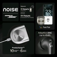 Buds, Sound by Bose in-Ear Bluetooth Earbuds, Up to 49dB Adaptive ANC, LHDC 5.0, Immersive Spatial Audio, 44H Playtime with 6 mic ENC, Dual Pairing, IPX5 Ear Buds TWS - Silver