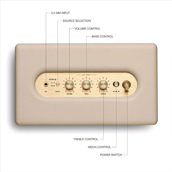 Marshall Acton III 60 W Bluetooth Powered Home Speaker, Cream