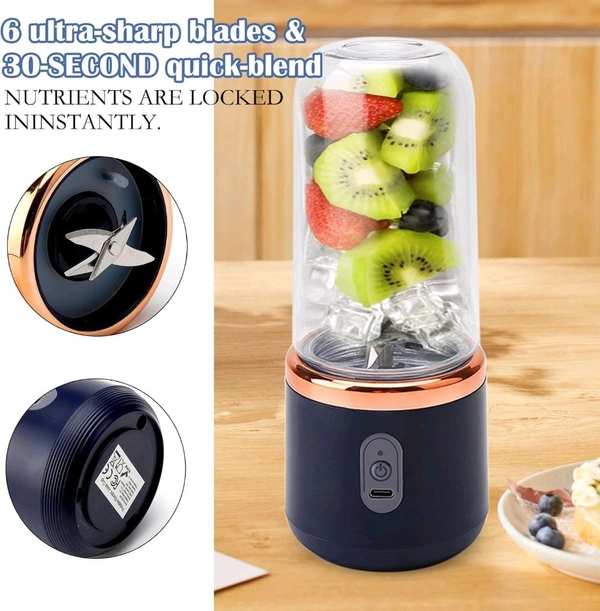 Portable Blender Electric Juicers Fruit Mixers USB Rechargeable Smoothie Mini Personal Juicer 6 Blades 3Gears With 1500 Mah Rechargeable Battery-Smoothie Blender