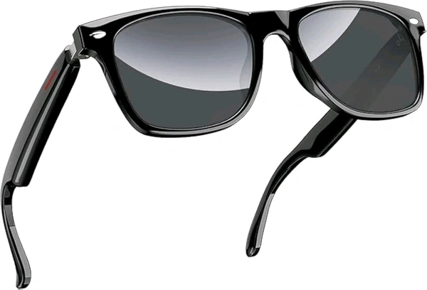 JBIYA Smart Glasses, 5.3 Bluetooth Sunglasses with Open Ear Speaker, Voice Assistant Compatible, Black Blocking Lens

