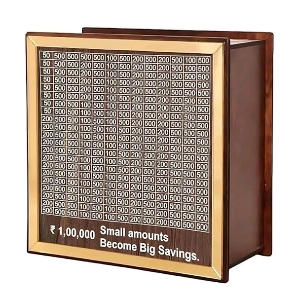 Money Bank Chandan Wood Wooden Piggy Bank for Kids & Adults, Coin Box with Carved Design, Savings Box, Mini Bank, Wooden Coin Box, Money Saver, Piggy Bank with Numbers