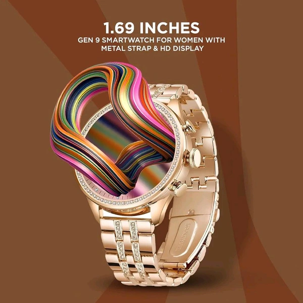 GEN 9 Smartwatch for Women with Metal Strap & HD Display, Bluetooth Calling, 100+ Watch Faces, Health Tracker, Sports Modes & IP67 Waterproof(Rose Gold)