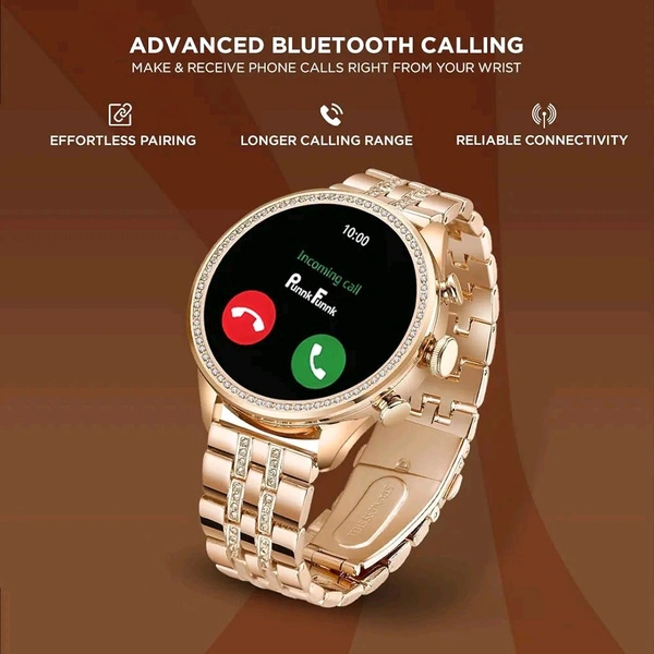 GEN 9 Smartwatch for Women with Metal Strap & HD Display, Bluetooth Calling, 100+ Watch Faces, Health Tracker, Sports Modes & IP67 Waterproof(Rose Gold)