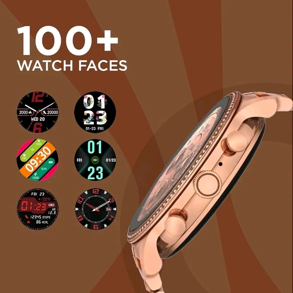 GEN 9 Smartwatch for Women with Metal Strap & HD Display, Bluetooth Calling, 100+ Watch Faces, Health Tracker, Sports Modes & IP67 Waterproof(Rose Gold)