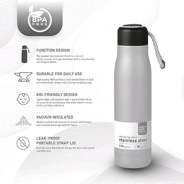 Premium Insulated Stainless Steel Water Bottle – Versatile Thermos Bottle for Hot and Cold Drinks – Durable Travel Flask with Lid – Eco-Friendly Reusable Hydration Bottle - Baja White