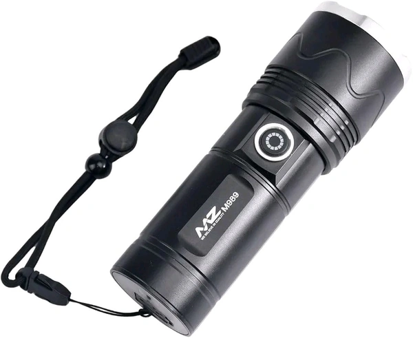 M989 Rechargeable LED Metal Torch Zoomable 3 Modes Flashlight, Super Bright 120W Light with 5500mAh Battery