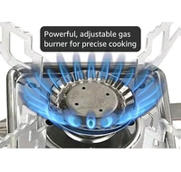 Jbiya Portable Camping Gas Stove for Travel Stainless Steel Body Folding Furnace Cooking Stove Lightweight Gas Burner for Hiking, Outdoor Picnic & Emergency Cooking Use with Storage Bag