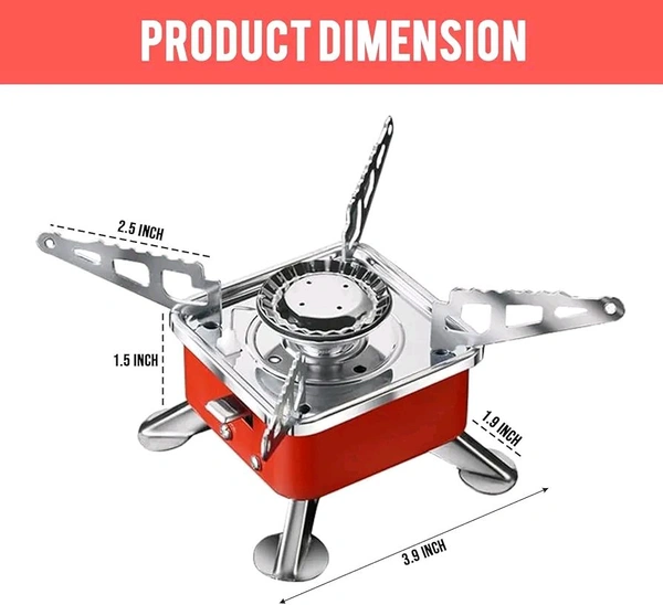 Jbiya Portable Camping Gas Stove for Travel Stainless Steel Body Folding Furnace Cooking Stove Lightweight Gas Burner for Hiking, Outdoor Picnic & Emergency Cooking Use with Storage Bag