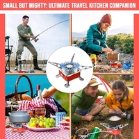 Jbiya Portable Camping Gas Stove for Travel Stainless Steel Body Folding Furnace Cooking Stove Lightweight Gas Burner for Hiking, Outdoor Picnic & Emergency Cooking Use with Storage Bag