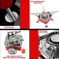 Jbiya Portable Camping Gas Stove for Travel Stainless Steel Body Folding Furnace Cooking Stove Lightweight Gas Burner for Hiking, Outdoor Picnic & Emergency Cooking Use with Storage Bag