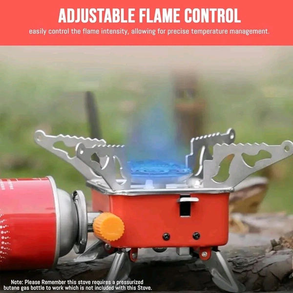 Jbiya Portable Camping Gas Stove for Travel Stainless Steel Body Folding Furnace Cooking Stove Lightweight Gas Burner for Hiking, Outdoor Picnic & Emergency Cooking Use with Storage Bag