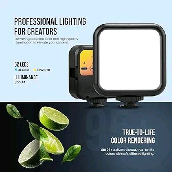 JY-003 Selfie Light with 3000-9000K Adjustable CCT | 3 Light Modes (White/Warm/Natural) | 7W Power, 2000mAh in-Built Battery, USB-C Charging, Portable Size for Phones, Vlogging & Video Making