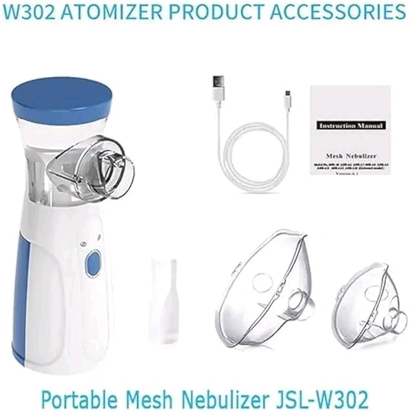 Portable Mesh Nebulizer, Silent and Compact Nebulizer Machine for Adult and Kids, Travel and Household Daily Use, Steam Inhaler for Cold and Cough - Quick Relief, Wireless Vaporizer Machine With Respiratory Mask, Effective for Cough, Asthma, Bronchitis and Sinusitis