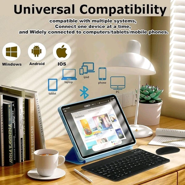 JBiYa Bluetooth Wireless Keyboard and Mouse Combo,Ultra-Slim Ergonomic Small Bluetooth Keyboard Mouse Set for Apple iPad iPhone Samsung Tablet Phone Android PC Computer Mac Smartphone (Black