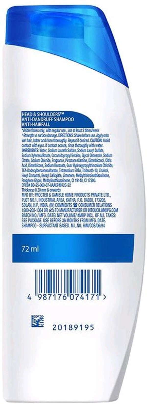 HEAD & SHOULDERS - 72ml, Anti Dandruff Shampoo, Silky Black