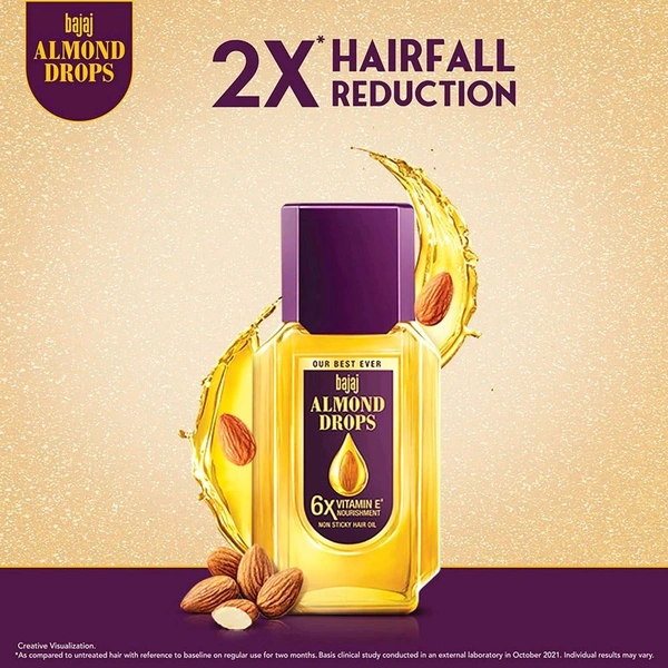 Bajaj  ALMOND DROPS - 95ml, Vitamin E, Hari Oil