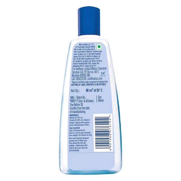 Parachute  JASMINE  - 90ml, Hair Oil with Vitamin E, Parachute Advansed  Jasmine