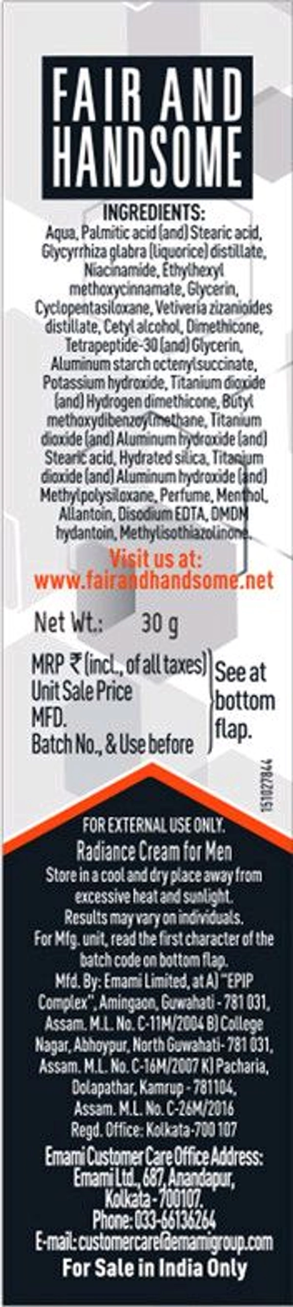 Fair And Handsome FAIR AND HANDSOME - 30g, Long Lastic, Radiance Cream