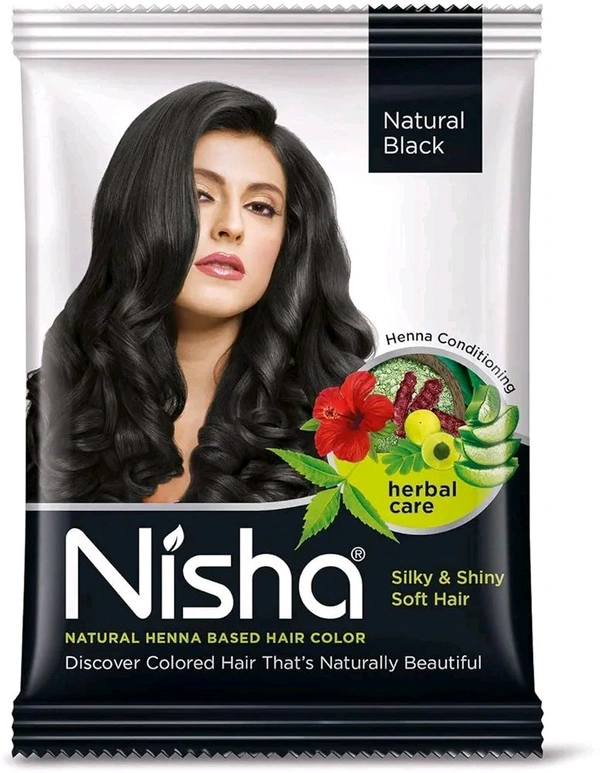 Nisha  NISHA - 10g, Silk & Shiny Soft Hair, Natural Black 30mint