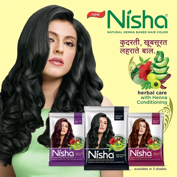 Nisha  NISHA - 10g, Silk & Shiny Soft Hair, Natural Black 30mint