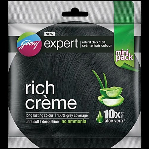 Godrej RICH CREME - 10g, Natural Black, Creme Hair Colour