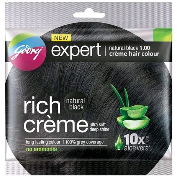 Godrej RICH CREME - 10g, Natural Black, Creme Hair Colour
