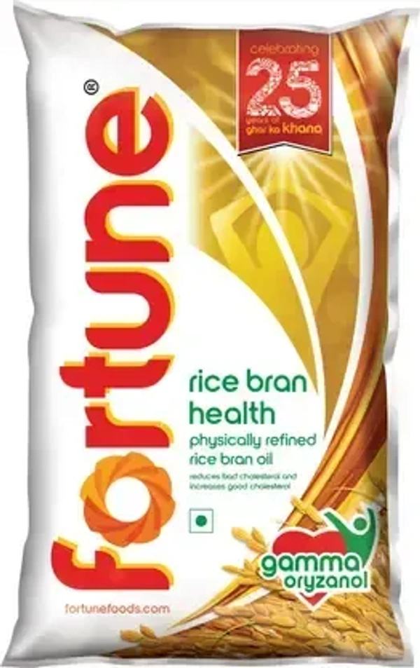 FORTUNE health physically refined Rice Bran Oil Pouch  (870 g) - Oil