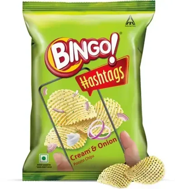Bingo Hashtags Cream & Onion Potato Chips Chips  (53 g) - Chipes
