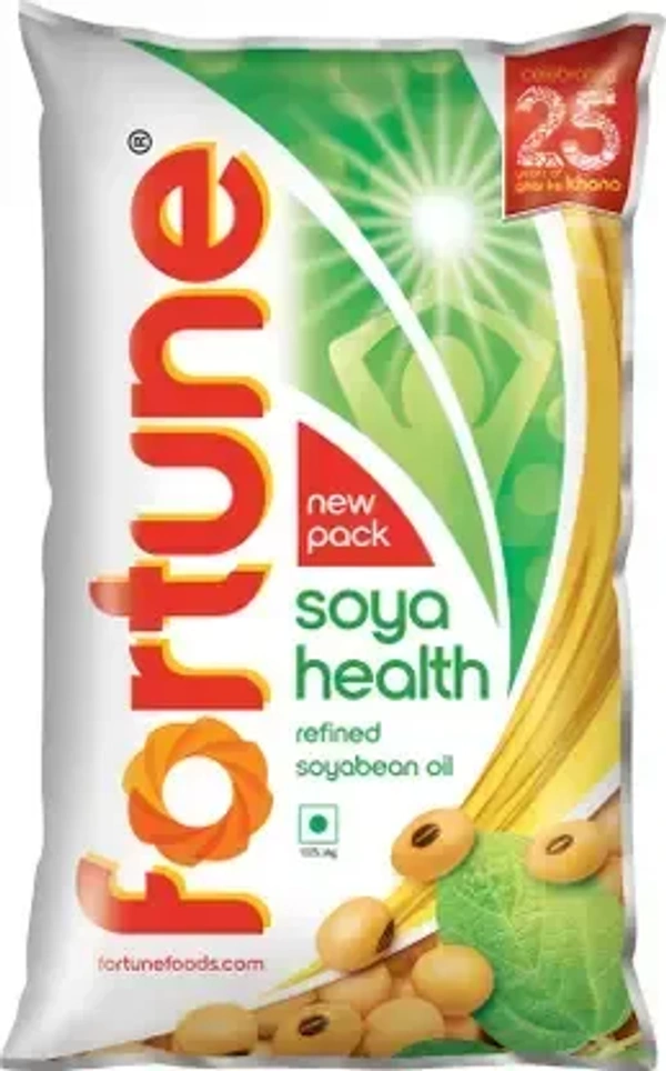 FORTUNE Soya health refined Soyabean Oil Pouch (Soyabean Tela)  (870 g) - OIL