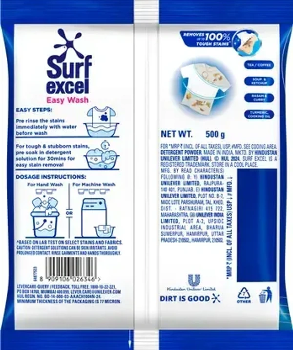 Surf excel Easy Wash Detergent Powder  (500 g) - Detergent Powder