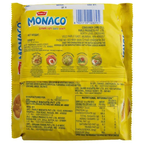 Parle Monaco Salted Biscuits 185.6 g