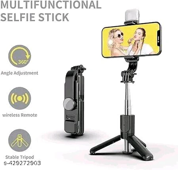 3 In 1 Multifunctional Bluetooth Selfie Stand  - Black