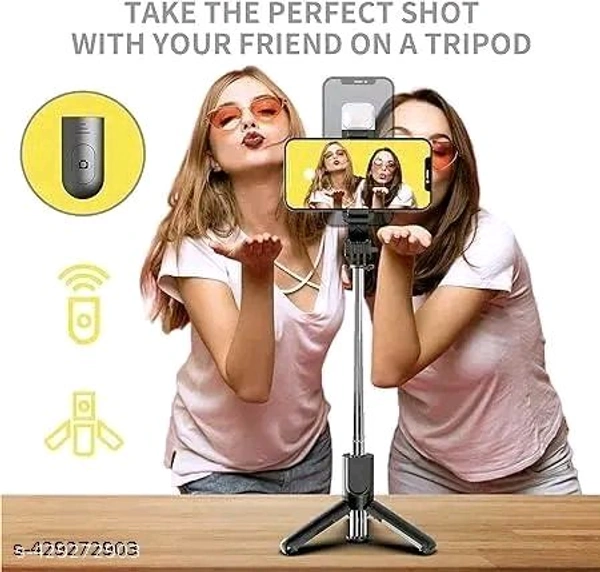 3 In 1 Multifunctional Bluetooth Selfie Stand  - Black
