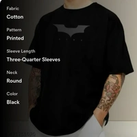 Urban Vega Men's Oversized Printed T-Shirt | Casual Cotton Half Sleeve - Black, M