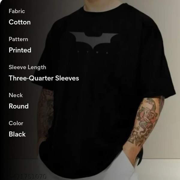 Urban Vega Men's Oversized Printed T-Shirt | Casual Cotton Half Sleeve - Black, M